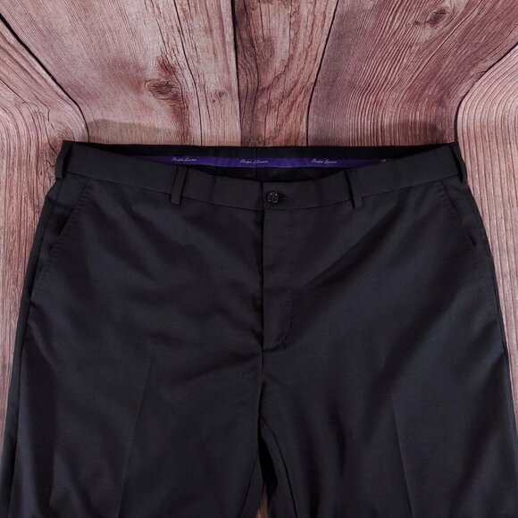 Ralph Lauren Purple Label Mens Size 40(41)x30 Charcoal Flat Front Pants Trousers - Picture 5 of 15